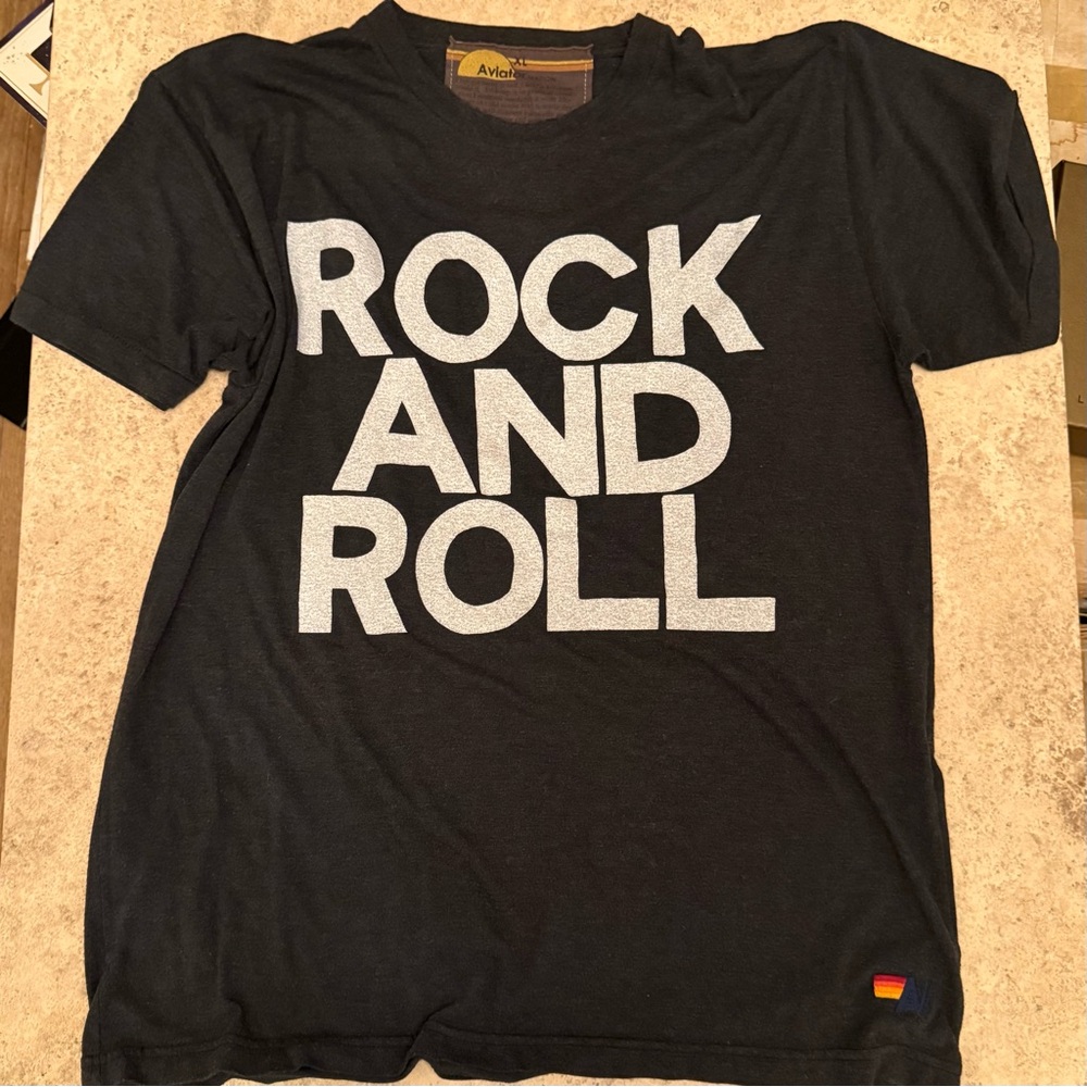 Aviator Nation Rock And Roll Tshirt- Heather Grey XL
